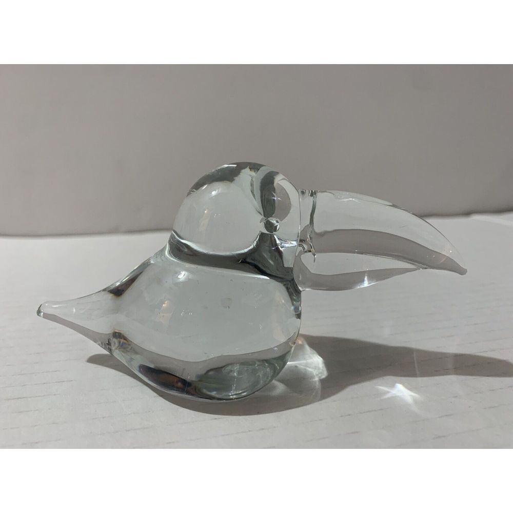 Vintage Icet Arte Murano Art Glass Toucan Bird Figurine Clear Hand Made Italy
